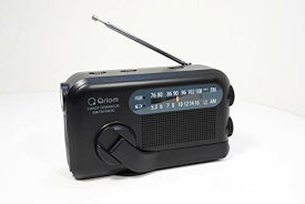Qriom 山善 キュリオム 手回しラジオ 防水 防塵 携帯充電 AM FM ワイドFM ブラック YTM-R110