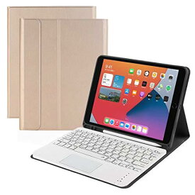 iPad 10.2インチ iPad第9世代 iPad第8世代 iPad第7世代対応 iPad Air3 iPad Pro10.5通用bluetoothキーボードケース 脱着式 タッチパッド搭載 ペンシル収納 スタンド機能 薄型 全面保護 ゴールド