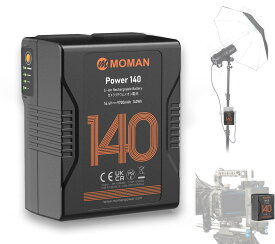 Vマウントバッテリー, 140wh/9700mAh Moman Power 140 14.4V 大容量 機内持ち込み可能 PD3.0 65w USB-C/BP/D-TAP 713g コンパクト 動作温度-20℃~50℃ 総出力150W,大容量バッテリー-Vマウント-大容量バッテリー-急速充電