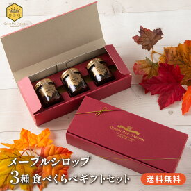 【メープルシロップ3種食べくらべギフトセット】送料無料 カナダ ケベック州 プロ御用達 ピュア人気 国内充填 安心 安全 クインビーガーデン 公式 食べくらべ お試し ギフト プレゼント アンバー ダーク ベリーダーク パンケーキ
