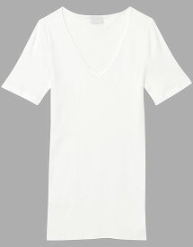 HANRO（ハンロ）"COTTON SEAMLESS"Vネック・コットン半袖シャツNEW! 綿100% シームレス