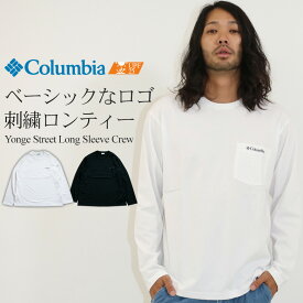 ロンT tシャツ 紫外線カット UVカット 長袖 ロングスリーブTシャツ ポケットTシャツ ワンポイント ロゴ 刺繍 クルーネック 丸首 ブランド Columbia コロンビア アウトドアー キャンプ トップス カットソー メンズ S M L 2L LL XL 白 黒 新作 かっこいい 2024 SS 春物