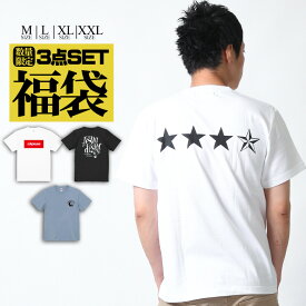 数量限定 Tシャツ メンズ 福袋 3点セット 2024 半袖tシャツ ブランド Tシャツ ティーシャツ プリント バックプリント トップス 大きいサイズ XL XXL 2L 3L 人気 アメカジ ワーク ストリート系 ロゴ バイカー カジュアル おしゃれ ヘビーウェイト 綿100%