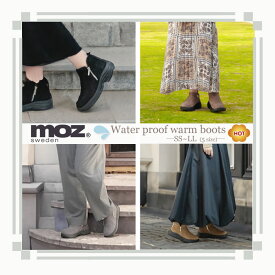MOZ モズ 撥水 防水 防滑 防寒 雨 軽い レディース ブーツ あったか フェイクファー ライニング アンクルブーツ 北欧 スエーデン エルク ヘラジカ 刺繍 靴 レディース キャンプ 歩きやすい 履きやすい 滑りにくい 暖かい 柔らかい ふわもこ 秋 冬
