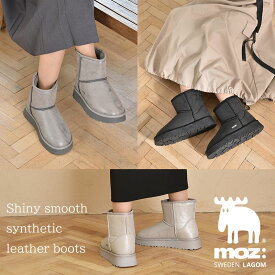 【福袋対象】MOZ モズ ムートンブーツ ウィンターブーツ 滑りにくい 履きやすい 歩きやすい 暖かい オーバーソール 厚底 安定感 スムース 合皮 ふかふか ファー レディース 婦人 シューズ 靴 北欧 スェーデン カジュアル グレー シルバー ブラック 24aw ma2