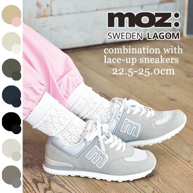 MOZ モズ 「m」ロゴ スエード調 レースアップ スニーカー 靴 レディース スニーカー ローカット 北欧 カジュアル ヘラジカ エルク かわいい 人気 オールシーズン ライトベージュ オーク グレー 黒 ネイビー シルバー ライトグレー