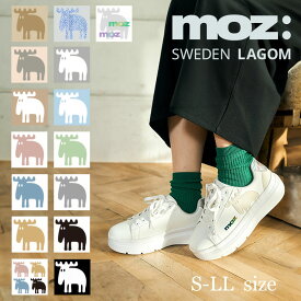 スウェーデン モズ ローゴン スニーカー レディース MOZ LAGOM エルク ヘラジカ 合皮 レースアップ 厚底 シューズ 靴 ローカット 北欧 スェーデン カジュアル フラット スタンダード 定番 ブラック ベージュ ピンク ブルー
