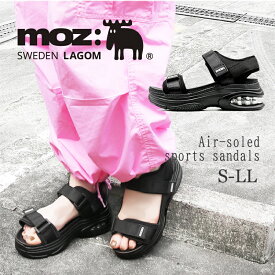 【Clearance!】モズ モズローゴン エアソール 厚底 プラットフォーム スポーツ サンダル スポサン MOZ LAGOM 調節可能ベルト 軽量 シンプル EVA レディース 夏コーデ 婦人 シューズ 靴 北欧 スェーデン カジュアル ブラック 黒 BLACK