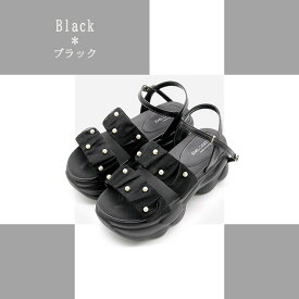 【福袋対象】 【Clearance!】ジュエルキャスケット シアー チュールコンビ 厚底 軽量 スポーツ サンダル プラットフォーム スポサン 靴 パール ダブルベルト ストラップ 夏コーデ スタイリッシュ カジュアル 華やか 可愛い オシャレ 婦人 ブラック ピンクベージュ 春夏