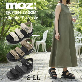 【タイムセール】moz サンダル レディース 厚底 エアソール スポーツサンダル ベルクロ ストラップ 7cmヒール モズ 衝撃吸収 歩きやすい 痛くない 疲れない 蒸れない スポサン 美脚 スタイルアップ カジュアル アウトドア ブラック アイボリー カーキ