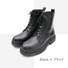 【Clearance!】ALPHA CUBIC 本革 撥水 サイドファスナー ショートブーツ レディース レースアップ トラックソール 編み上げ ウォータープルーフ カジュアル カッコイイ オシャレ シンプル アーミー アルファキュービック ブラック ダークブラウン