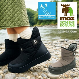 モズ 防水 撥水 耐水 ウォータープルーフ 防寒 スノーブーツ スノーシューズ ウィンターブーツ ショートブーツ キルティング スエーデン 暖かい 雪 滑りにくい キャンプ アウトドア レディース MOZ 靴 シューズ ブラック 黒 グレー 灰色 秋 冬