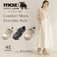 【タイムセール】moz モズ スニーカー レディース 厚底 ボリュームソール 4E 幅広 軽量 ハバラク幅楽 フ…