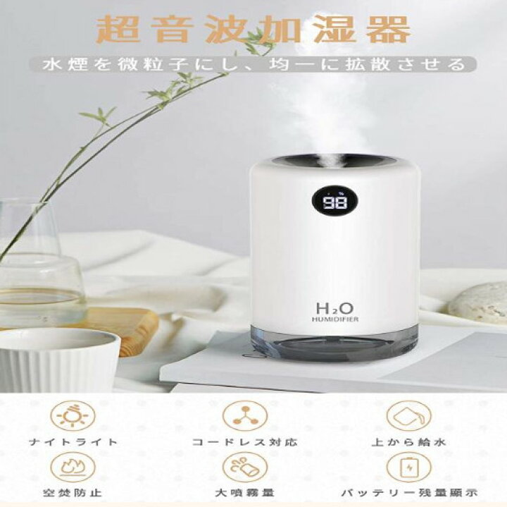 楽天市場】加湿器 卓上 超音波式 500mL 次亜塩素酸水対応 大容量 