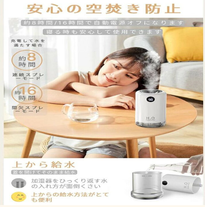 楽天市場】加湿器 卓上 超音波式 500mL 次亜塩素酸水対応 大容量 