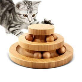 木製 猫用回転ボール タワー 組み立て不要 止まらない回転 猫おもちゃ 遊ぶ盤 ストレス解消 運動不足対策 ナチュラル安全素材 寂しさ解消