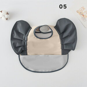 送料無料 お食事エプロン フリル袖 色合わせ お食事スタイ 防水 柔らかい ベビー 北欧 ポケット付き 赤ちゃん 女の子 男の子 幼児 保育園 入園準備 出産祝い 楽天海外通販