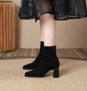 送料無料 ストレッチブーツ レディース ショートブーツ レディース チャンキーヒール レディース靴 美脚 厚底 疲れない 安定感 カジュアル 歩きやすい 通勤 オフィス 合皮 おしゃれ かわい