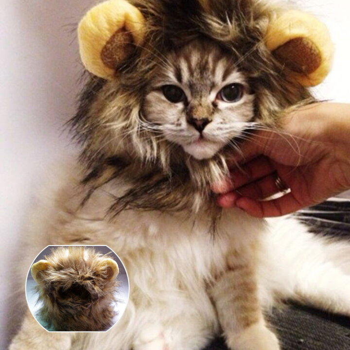 犬 猫用ウィッグ 猫用帽子 猫被り物 ライオン ペット用帽子 可愛いペット用 ウィッグ