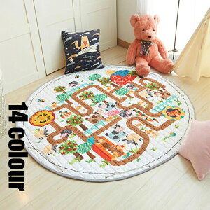 送料無料 ベビーラグマット プレイマット キッズ お遊びマット ベビーマット フロアーマット キッズルーム 子供部屋 子供 かわいい おもちゃ収納可能 寝相アート 円形 赤ちゃん プレイマッ