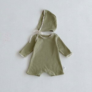 送料無料 ベビー 肌着 長袖ロンパース 赤ちゃん レース付き 帽子付き ボディスーツ 赤ちゃん ベビー服 春 綿 女の子 男の子 子供服 幼児 可愛い かわいい 夏服 夏 ベビー パジャマ ルームウェ