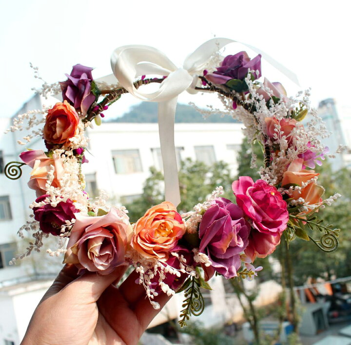 楽天市場 送料無料 花冠 バラ カラフル 花かんむり お花の冠 フラワー ヘッドドレス 結婚式ヘッドドレス 髪飾り 花かんむり キッズ 花嫁 発表会 楽天海外通販 Marbeine