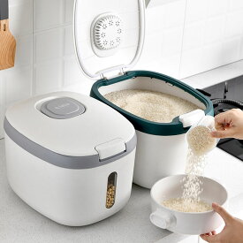 送料無料 米びつ 10kg お米収納 おしゃれ キッチン用品 キッチン収納 保存容器 ライスボックス プラスチック グレー　グリーン　楽天海外通販