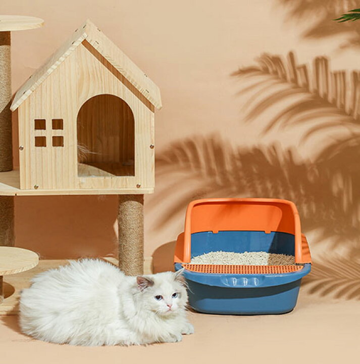 楽天市場 送料無料 猫 トイレ 猫トイレ キャットトイレ 散らかりにくいネコトイレ 本体 猫トイレ お掃除簡単 飛び散りにくい 30 45 18cm スコップ付き シンプル ペットトイレ おしゃれ 猫用品 ネイビー オレンジ イェロー ブルー 楽天海外通販 Marbeine