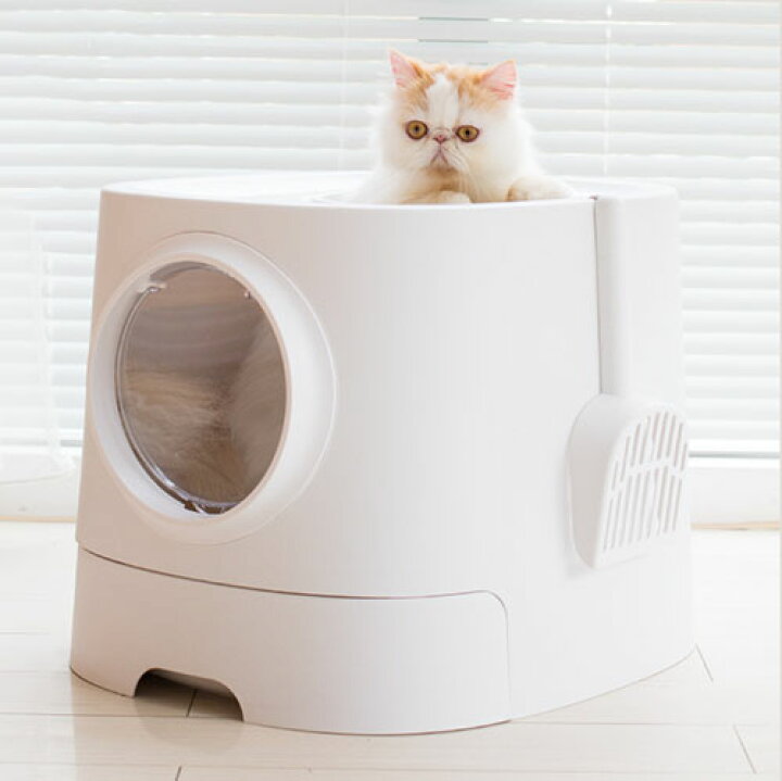楽天市場 送料無料 猫 トイレ 上から猫トイレ 樹洞タイプ キャットトイレ 散らかりにくいネコトイレ 本体 フルカバー 猫トイレ お掃除簡単 飛び散りにくい 大型猫 スコップ付き シンプル ペットトイレ おしゃれ 猫用品 51 43 3 38cm ミント ピンク ホワイト 楽天海外通販