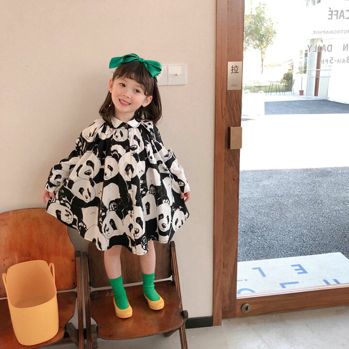 楽天市場 送料無料 キッズ服 ワンピース パンダ Panda カジュアルウェアー Aライン キッズ衣装 子供衣装 パフスリーブ 女の子 長袖 春秋着 子供服 女の子用 可愛い 90 100 110 1 ホワイト ブラック 楽天海外通販 Marbeine