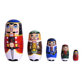 人形 マトリョーシカ クリスマス オブジェ 5個組 14cm 木工品 くるみ割り人形 置物 木製 兵士 工芸品 木製品 ギフト プレゼント かわいい インテリア 手描き 北欧雑貨 おしゃれ おもちゃ 飾り 誕生日 子供 ハロウィン 楽天海外通販