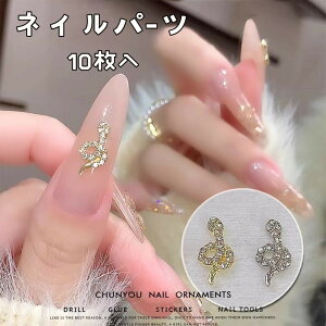 送料無料 ネーク ネイルパーツ ハンドメイド ネイルアートジュエリー 合金 蛇型 snake 金銀 10枚入 ネイルアクセサリークリスタルス ミニサイズ ゴシック パンク ロック ネイルジュエリー 材