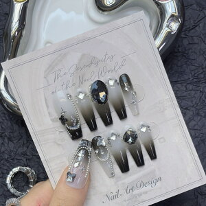 送料無料 ネイルチップ 10枚入り ゴシック風 Gothic ラインストーン 星 スター キラキラ スクエア ロング 貼るネイル つけ爪 淡い アートチップ デザインチップ 付け爪 結婚式 披露宴 成人式 ウ