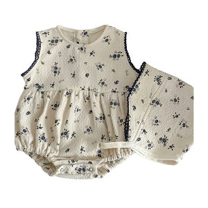 【送料無料】ノースリーブ ロンパース 女の子 花柄 ベビー服 カバーオール キッズ服 子供服 赤ちゃん 幼児 ベビー バックボタン 可愛い かわいい 通園 出産祝い 66 73 80 90 春 夏服 ルームウェ