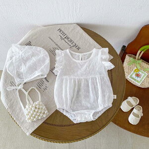 【送料無料】ベビー服 半袖 レースロンパース ベビー baby 新生児 ユニセックス 赤ちゃん フォト 退院着 セレモニードレス ロンパース 白 ホワイト 真っ白 レース 襟付き 半袖 春夏 カバーオ