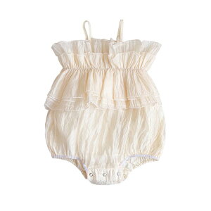 【送料無料】フリル ノースリーブ ロンパース 無地 カジュアル ベビー服 子供服 カバーオール ボディースーツ キャミワンピース 赤ちゃん ベビー インナー 夏服 夏 肌着 赤ちゃん パジャマ