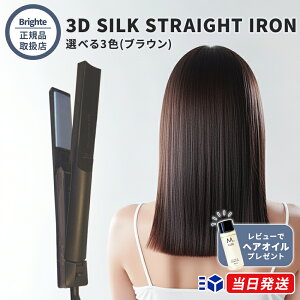 �y���K�i�戵�X�z�y���r���[�Łu�w�A�I�C���v�v���[���g!�zBrighte �u���C�g 3D SILK STRAIGHT IRON �I�ׂ�3�F �u���b�N �O���[ �u���E�� 3D�V���N�X�g���[�g�A�C���� �w�A�A�C���� �R�e �V���N�v��