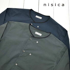 nisica(ニシカ) ノーカラー ダブルボタン ジャケット(NIS-1306)メンズ 長袖 シャツ ノーカラージャケット シャツジャケット 送料無料 日本製 正規取扱店