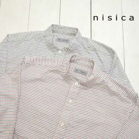 nisica (ニシカ) スタンドカラーシャツ タッターソールチェック (NIS-1076)メンズ シャツ バンドカラー 送料無料 日本製 正規取扱店