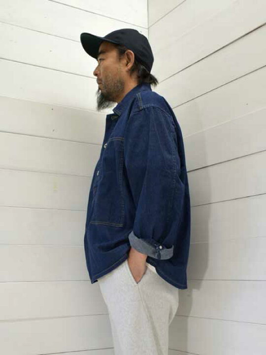 楽天市場】POST OVERALLS (ポストオーバーオールズ) ARMY Shirt -blue 