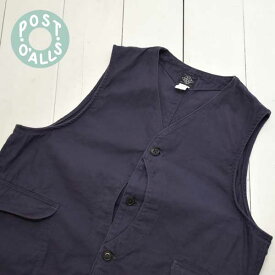 POST OVERALLS (ポストオーバーオールズ) ベスト Royal Traveler ロイヤルトラベラー Royal Traveler vintage sateen navyPOST O'ALLS メンズ レディース ベスト 日本製 正規取扱店 送料無料