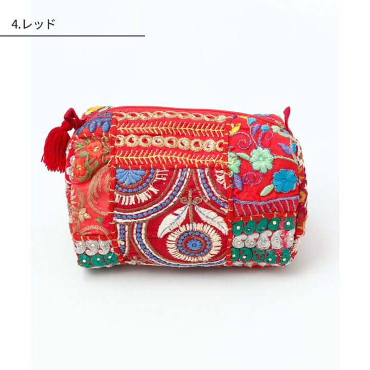 楽天市場】ポーチ エスニック アジアン 化粧ポーチ バニティ 刺繍 ザリ 