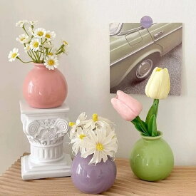 まるいフォルムのミニ花瓶 可愛い 韓国インテリア セラミック花瓶