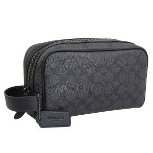 コーチ バッグ メンズ セカンドバッグ アウトレット コーティングキャンバス チャコールブラック SML TRVL KT SIG CAR15QBMI5 COACH