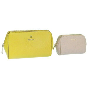 �t���� ���� ���f�B�[�X �|�[�` 2�Z�b�g �A�E�g���b�g ���U�[ �C�G���[/�x�[�W�� CAMELIA M COSMETIC CASE SET VITELLO ARES WE00453ARE0002658S FURLA