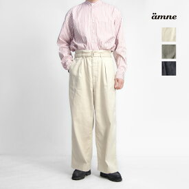 【楽天セール】amne アンヌ リネンコットンツイル オルカ ベルテッドワイドパンツ ベルト付き 日本製 メンズ