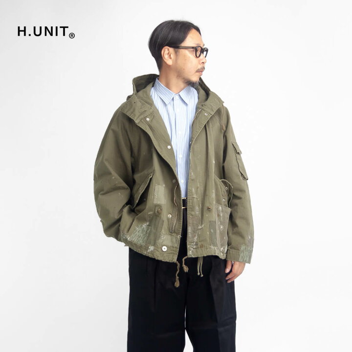 楽天市場】H.UNIT エイチユニット ヘリンボーン フードジャケット M-51 