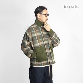 【セール価格】Bettaku ベッタク コットンツイードチェック ワークジャケット ブルゾン 日本製 メンズ