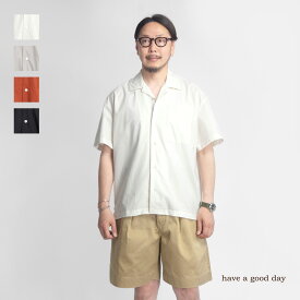 【セール】have a good day ハブアグッドデイ タイプライター 半袖オープンカラーシャツ 日本製 メンズ