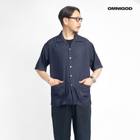 OMNIGOD オムニゴッド 5.5オンス 甘撚りデニム オープンカラー半袖シャツ 開襟シャツ 日本製 メンズ